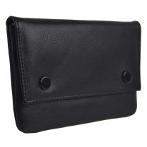 Lined Black Leather Rolling Tobacco Pouch by Golunski