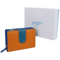 Ladies Tab Flap Over Leather Purse/Wallet by Golunski Graffiti Change Gift Box-Glacier
