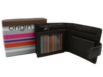 Mens Brown Leather Tabbed Wallet by Mala Leather; Origin Collection Gift Boxed Coin Section