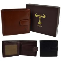 Mens Tabbed Leather Wallet by Mala; Toro Collection Gift Boxed