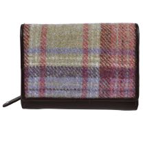 Ladies Compact Tri-Fold Leather Purse Wallet by Mala Abertweed Collection Wool