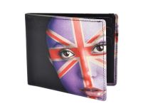 Mens Top Quality Leather Bi-Fold Wallet by Retro Union Jack Face Gift Box Golunski