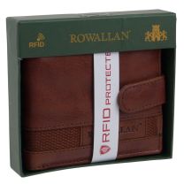 Mens Tri-Fold Buffalo Leather Tab Wallet by Rowallan of Scotland Gift Box